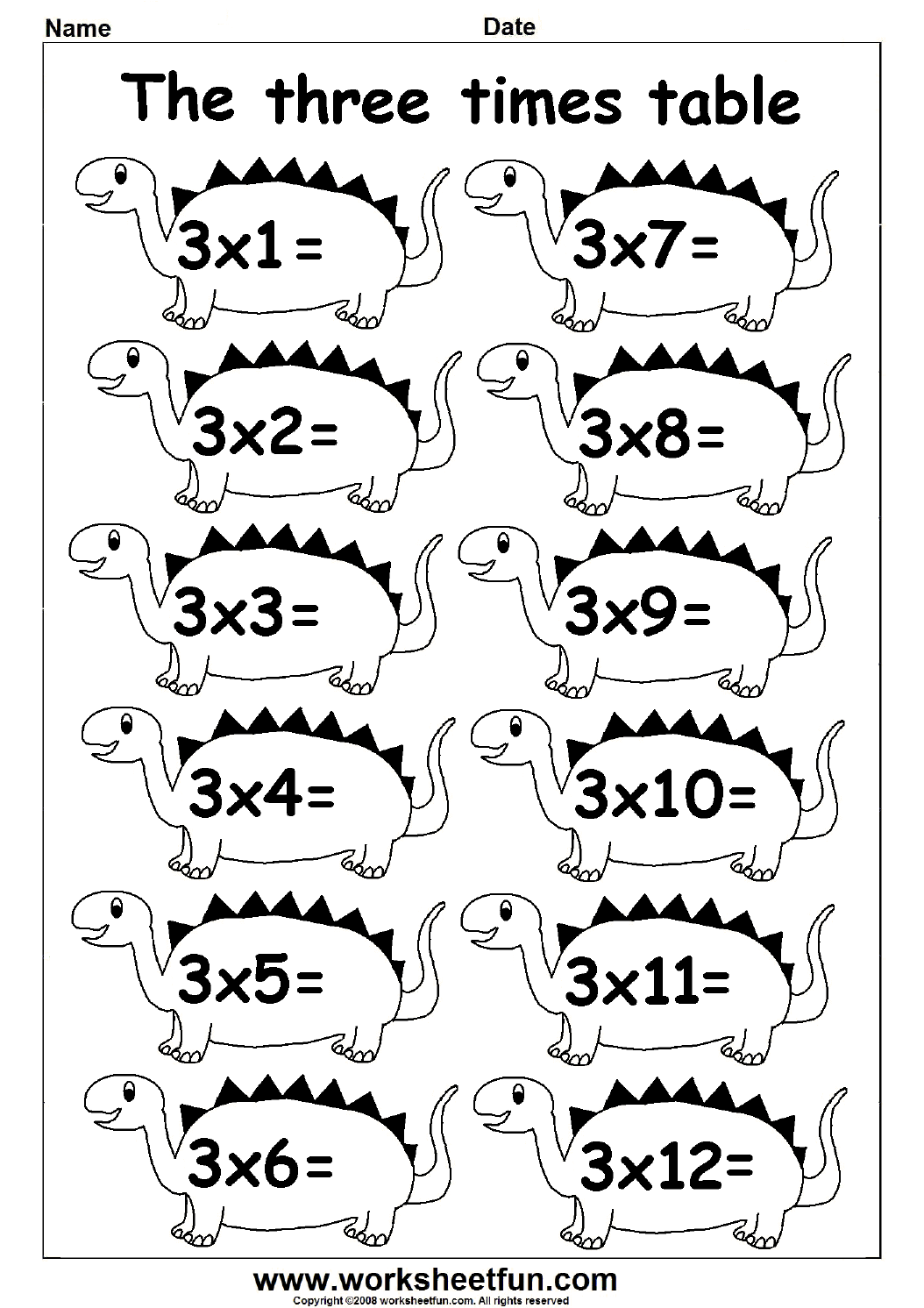 Free Multiplication Worksheets 3 Times Tables 409122