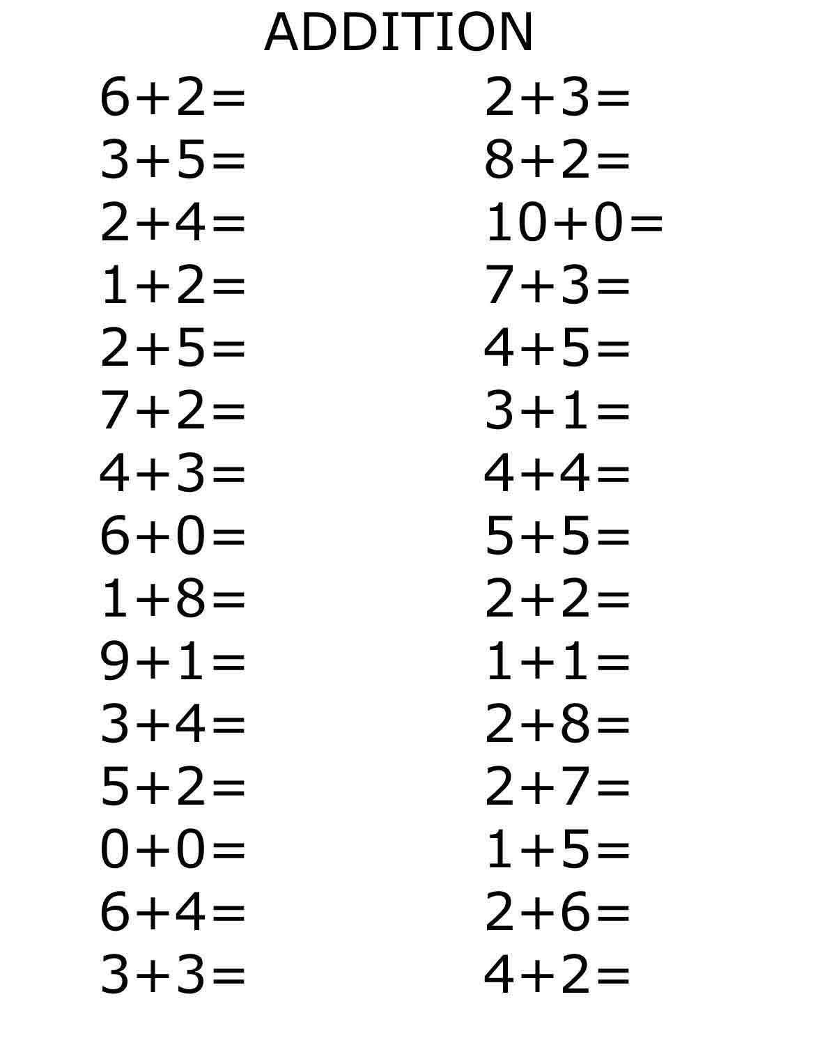 Kinder Math Samples Free Printable Math Addition Worksheets Kindergarten 525732 | Free ...