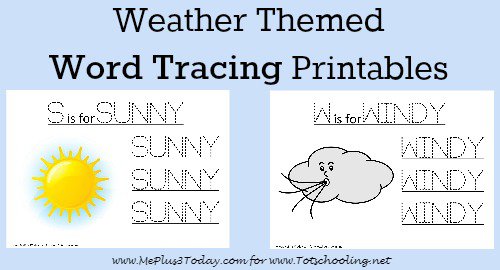 Free Weather Themed Word Tracing Printables