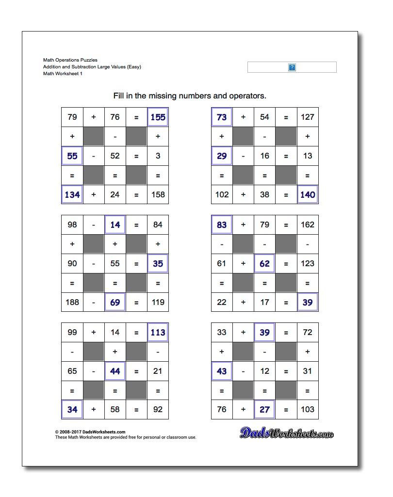 Fun Math Logic Puzzles Worksheets 789768