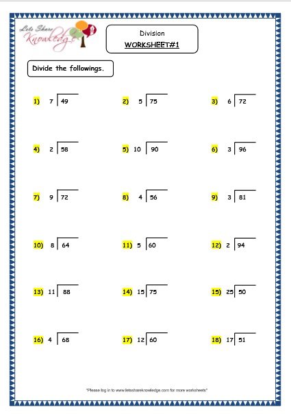 Grade 4 Maths Resources (1 7 1 Division Of 2 Digit Numbers & 3