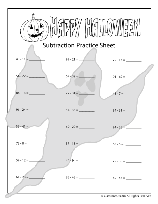 Halloween Math Worksheets Addition Subtraction 459985