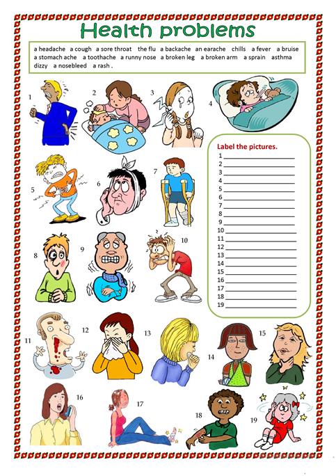 Health Problems Worksheet