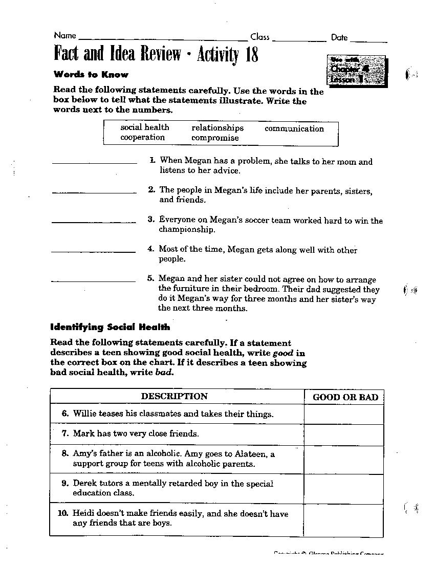 Health Worksheets For Middle School The Best Worksheets Image