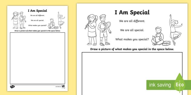 I Am Special Worksheet   Activity Sheet