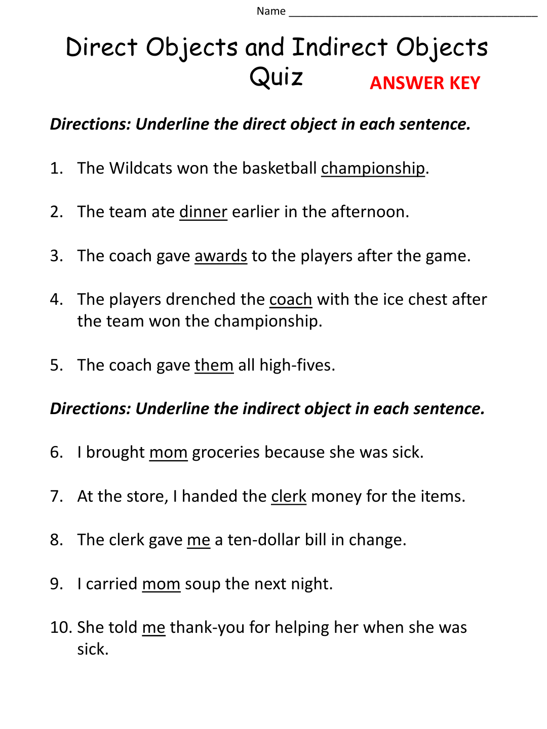 Indirect Object Worksheets The Best Worksheets Image Collection