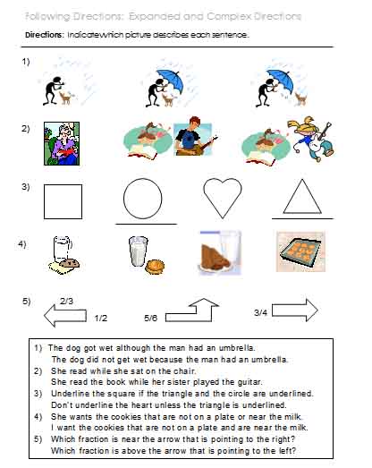 Listening And Following Directions Worksheets Listening And Following Directions Worksheets