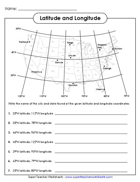 Latitude And Longitude Worksheets 7th Grade