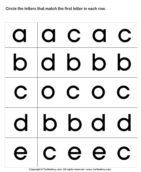 Letter Identification Worksheets Circle The Matching Letter