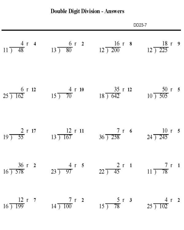 Long Division Printable Worksheets 4th Grade 742413