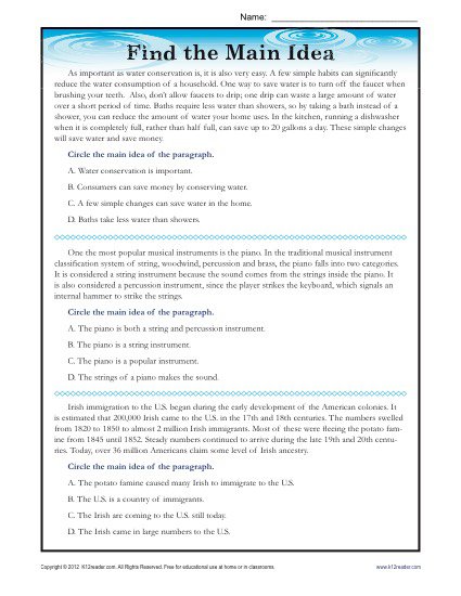 Main Idea 4th Grade Worksheets The Best Worksheets Image Free Main Idea 4th Grade Worksheets The Best Worksheets Image Free