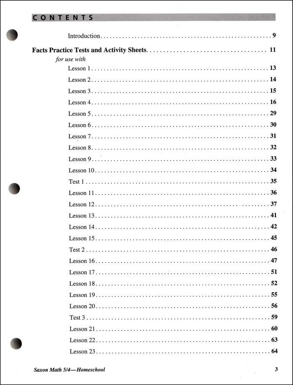 Math 5 4 Homeschool Tests And Worksheets (3rd Edition), Saxon