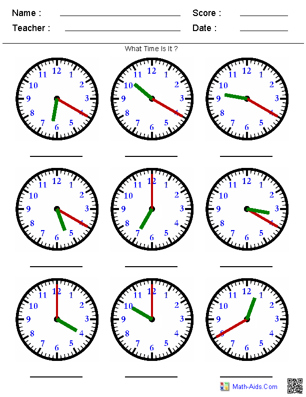 Math Clock Printable Worksheets 592548