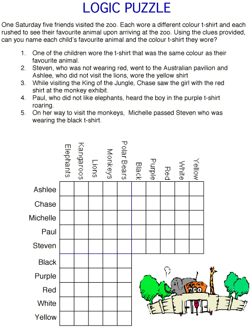 Math Logic Puzzle Worksheets