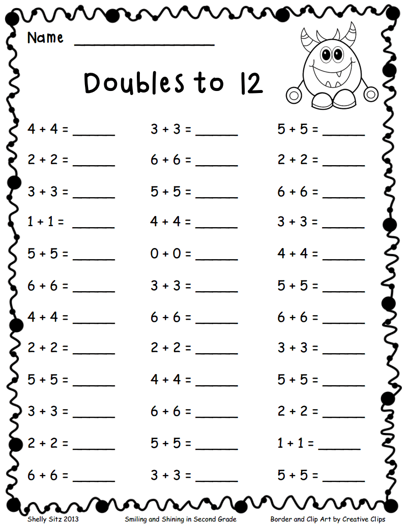 Math Worksheets First Grade Doubles 380194