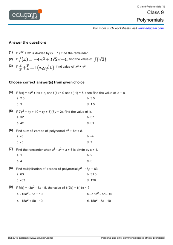 Math Worksheets For Grade 9 Algebra 1200013