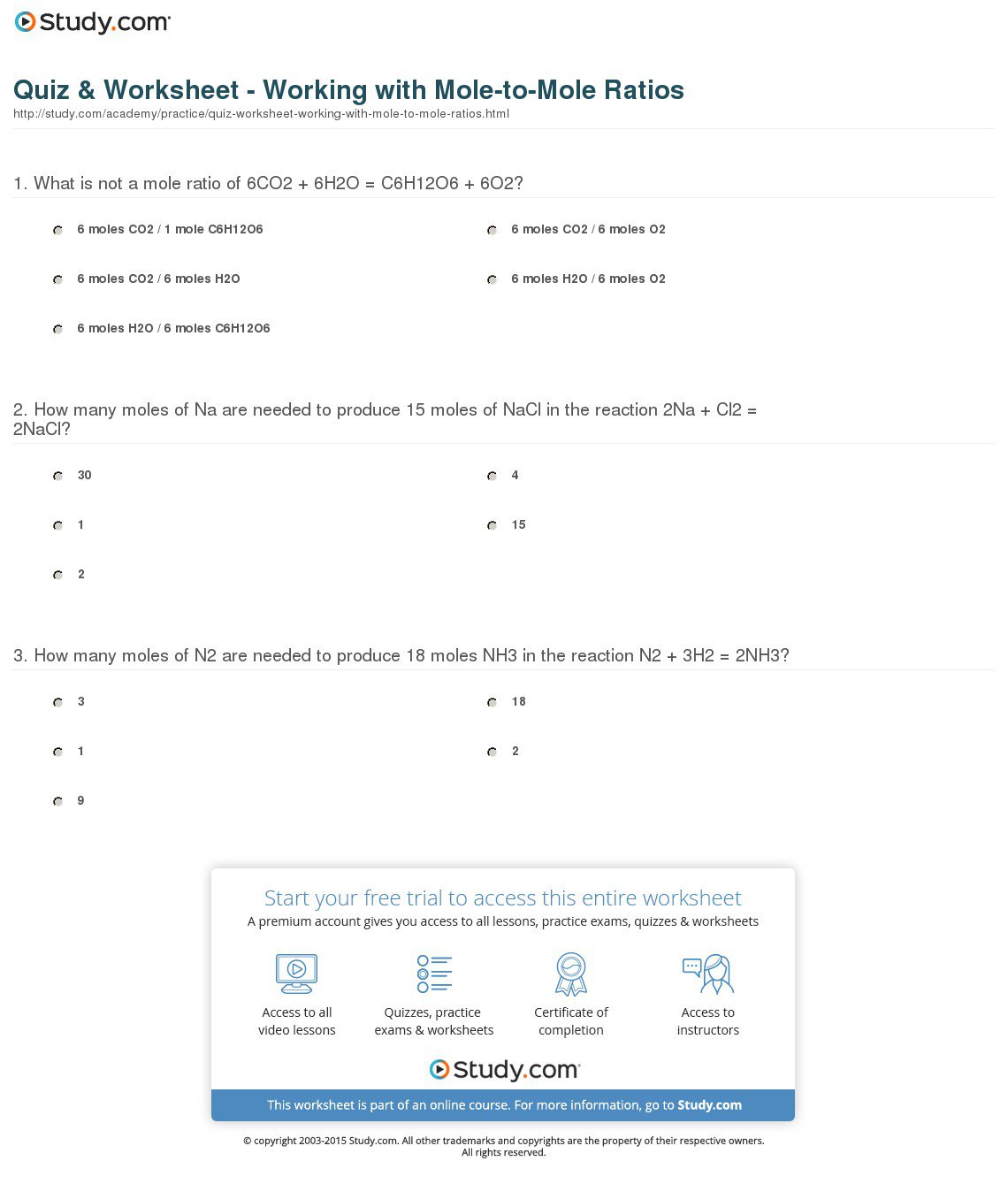 Mole Mole Stoichiometry Worksheet 671186