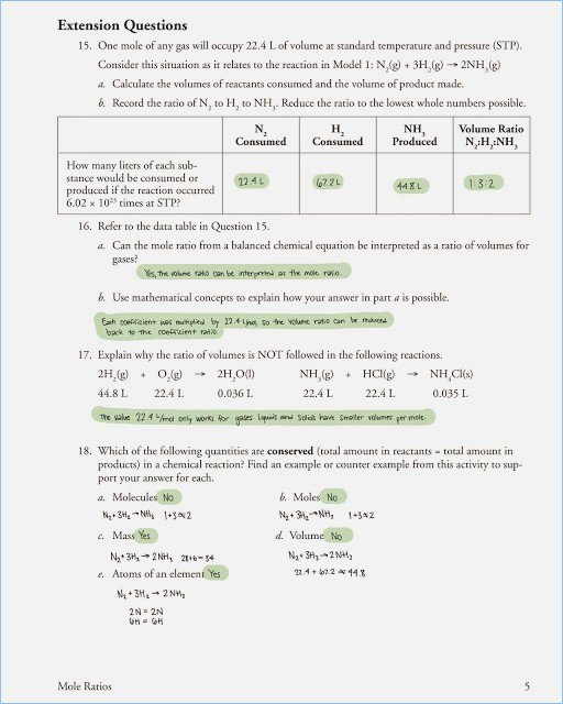 Mole Ratio Worksheet Mole Ratio Worksheet Answers Boraswinkdco Free