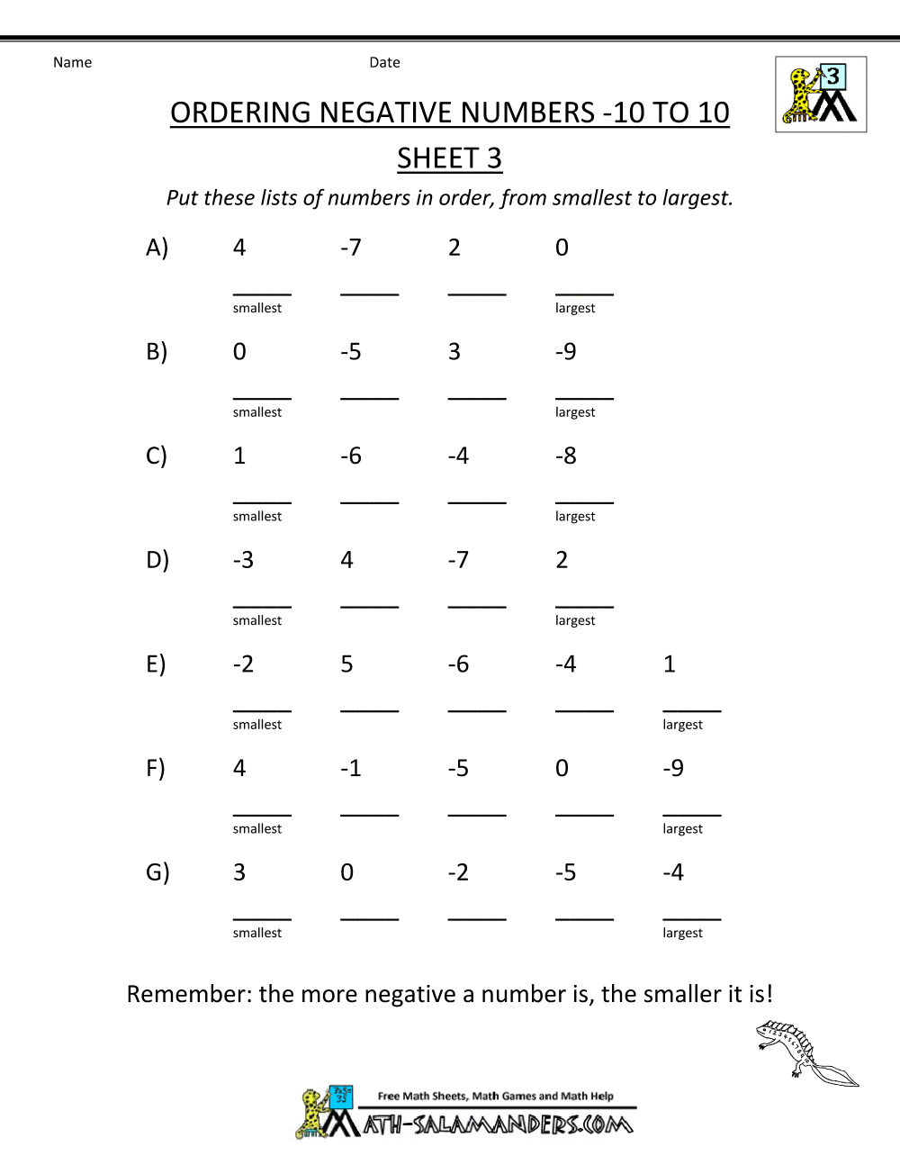 Multiplication And Division Worksheets With Negative Numbers