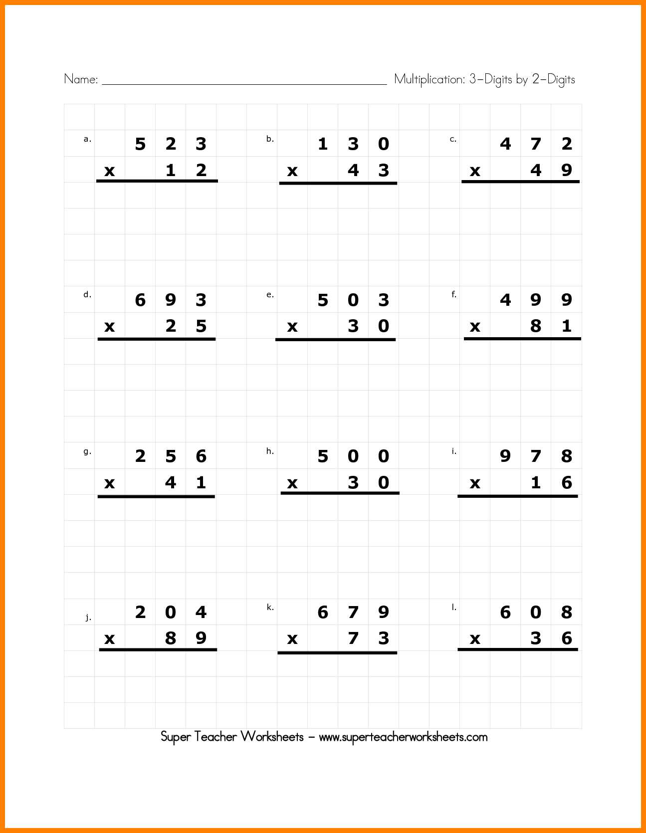 Multiplication Grade 4 Worksheets