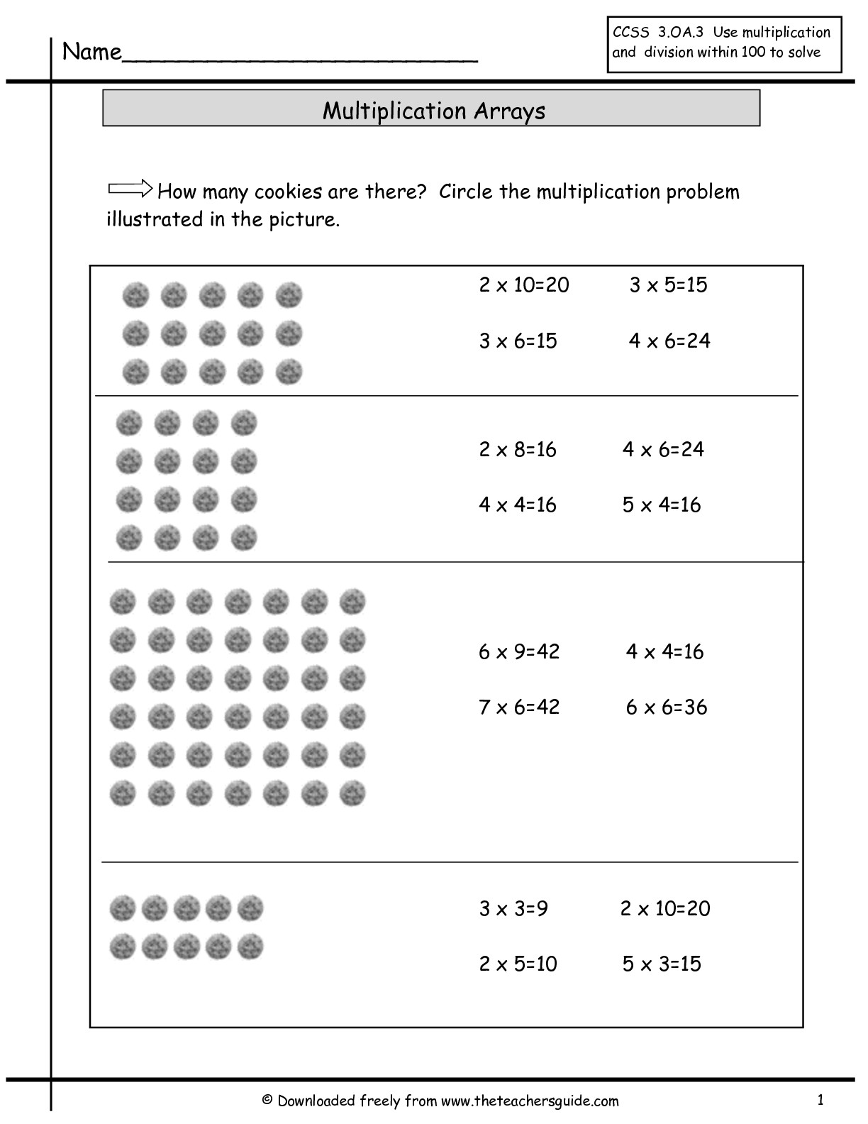 Multiplication With Arrays Worksheets 1227699