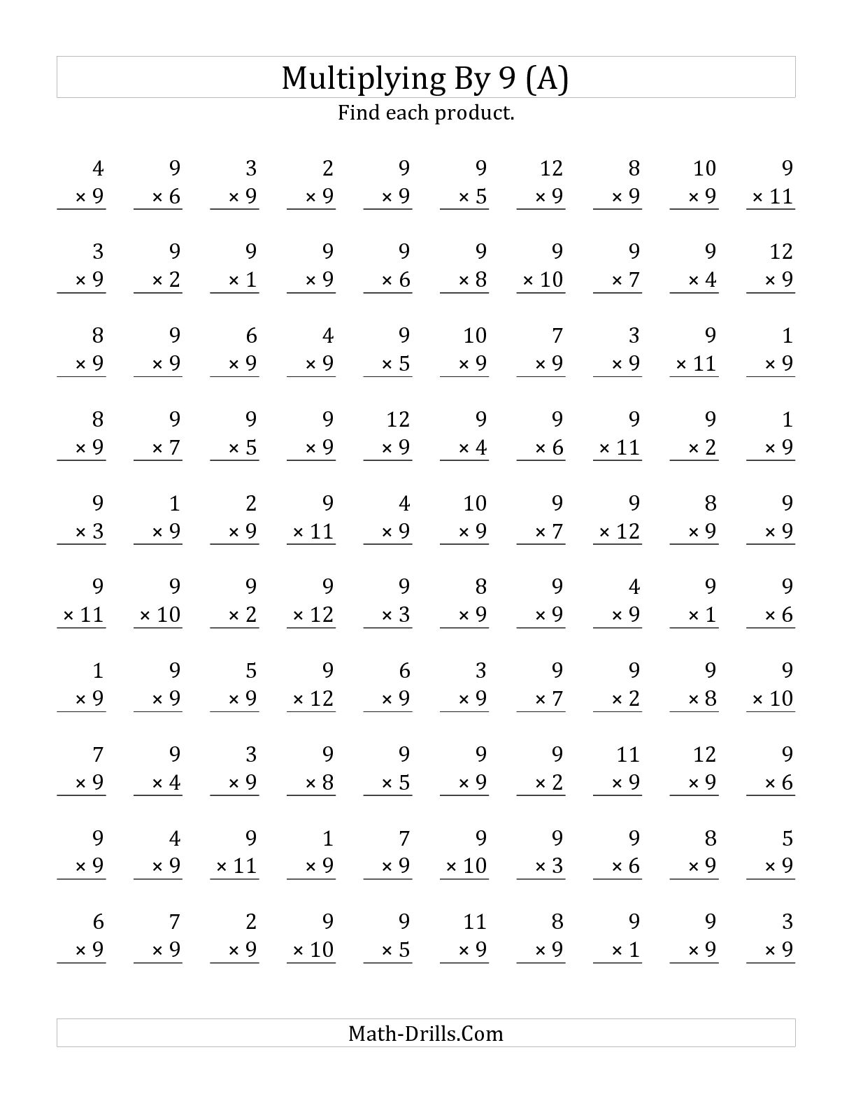 Multiplication Worksheets 9 Times Tables Fresh Times Tables Chart