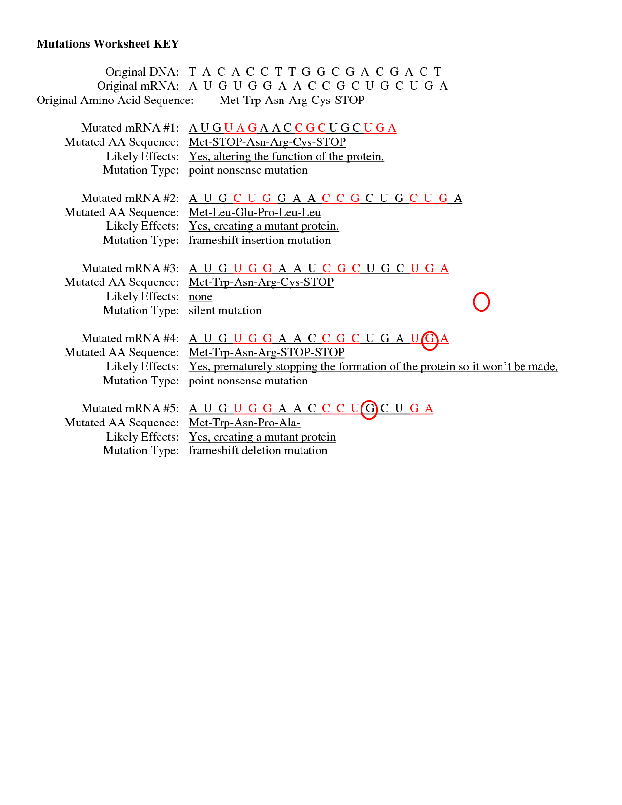 Mutations Practice Worksheet The Best Worksheets Image Collection