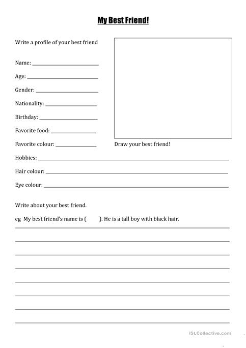 My Best Friend! Worksheet