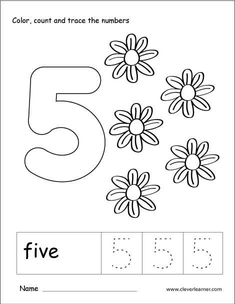 Number 5 Tracing Worksheets For Preschool 823767