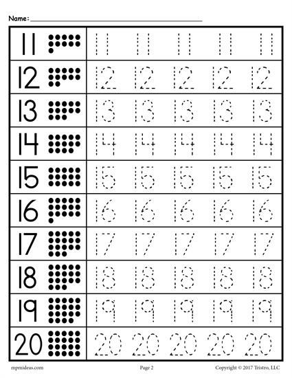 Number Tracing Worksheets Free Tracing Worksheets Numbers 1 20