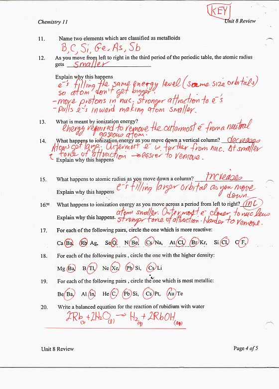 Organic Molecules Worksheets Key