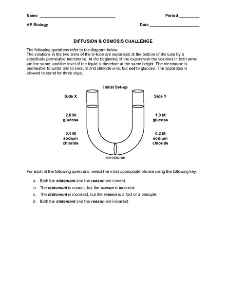 Osmosis Worksheet Answers Diffusion And Osmosis Worksheet Answers