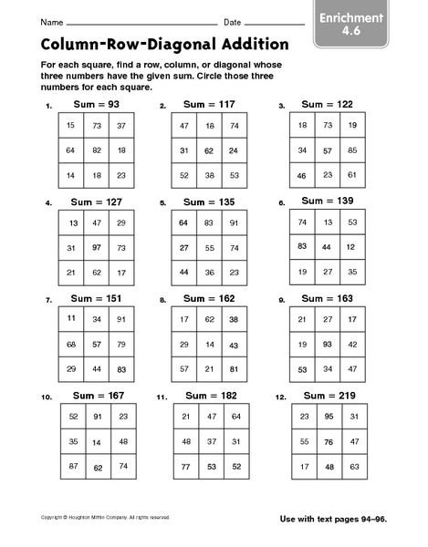 Partial Sums Addition Worksheets Double Digit Addition Tic Tac Toe