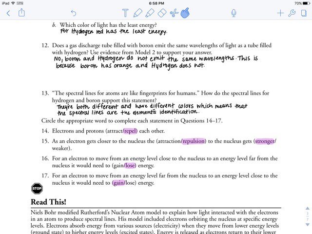 Pogil  Electron Energy And Light