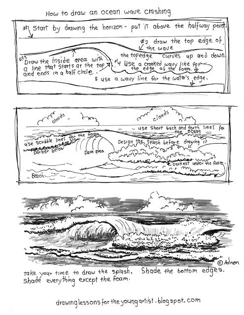Printable How To Draw Ocean Waves Worksheet (how To Draw