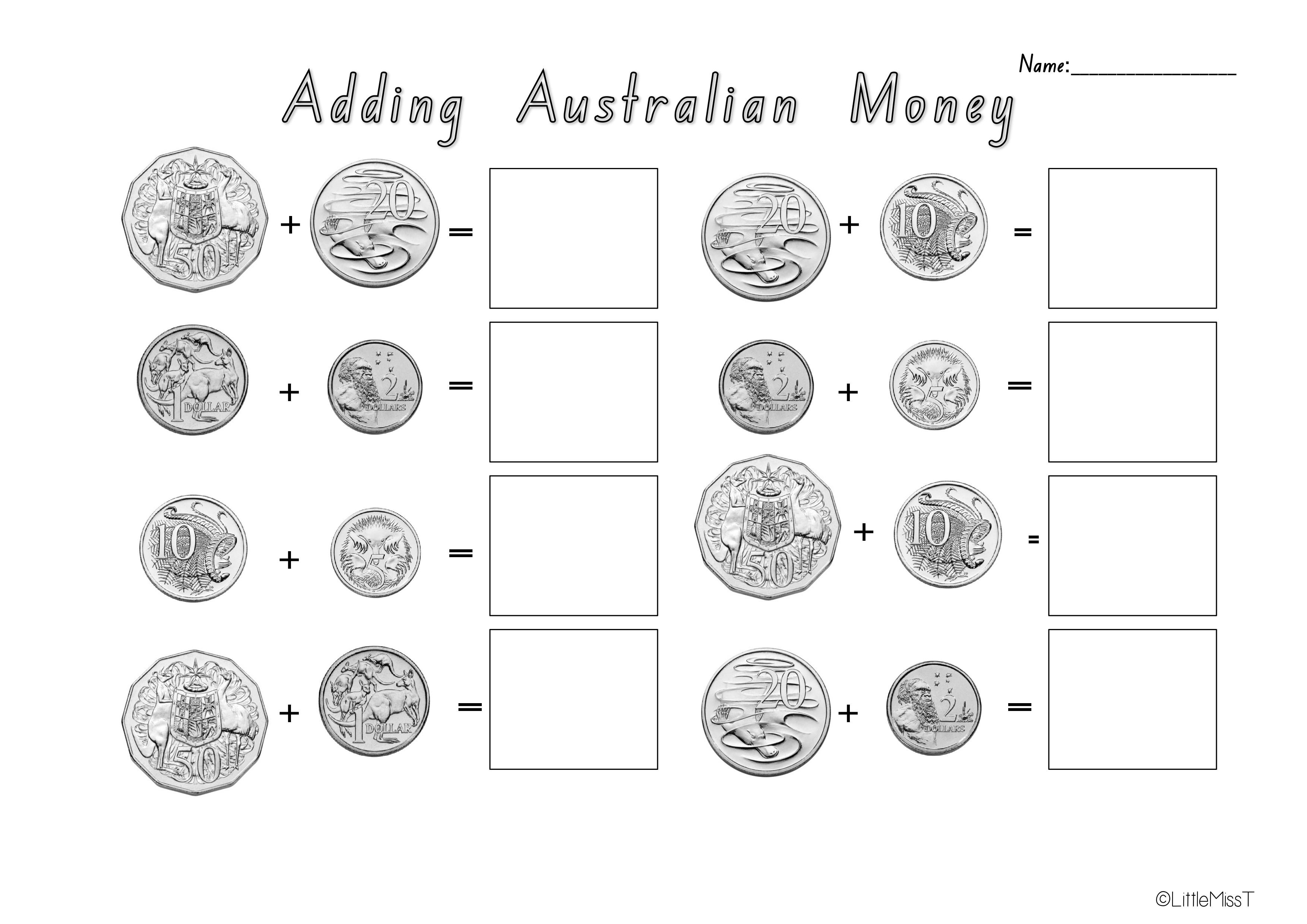 Printable Maths Worksheets Money Australia 371674 | Free Worksheets Samples