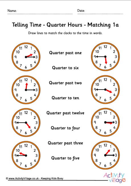 Quarter To Time Worksheets 738917