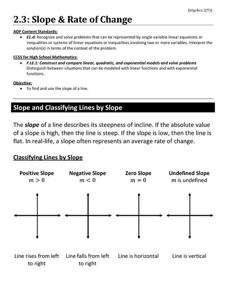 Rate Of Change Worksheet Slope As Rate Of Change Worksheet