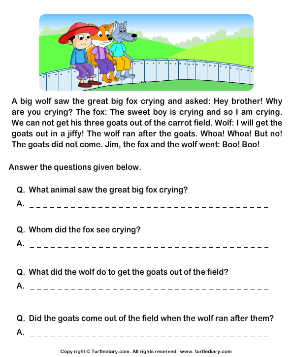 Reading Comprehension Worksheets Grade 1 246603