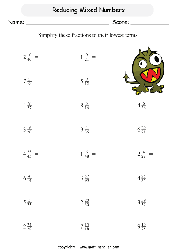 Reduce These Mixed Numbers To Mixed Numbers In The Lowest Terms