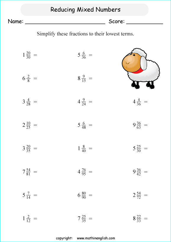 Reduce These Mixed Numbers To Mixed Numbers In The Lowest Terms