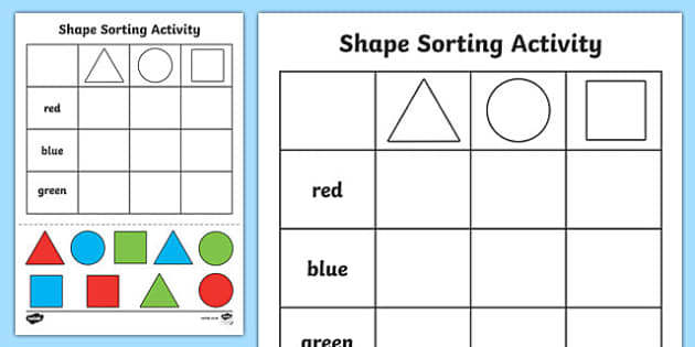 Shape Sorting Cut And Paste Worksheet   Activity Sheet