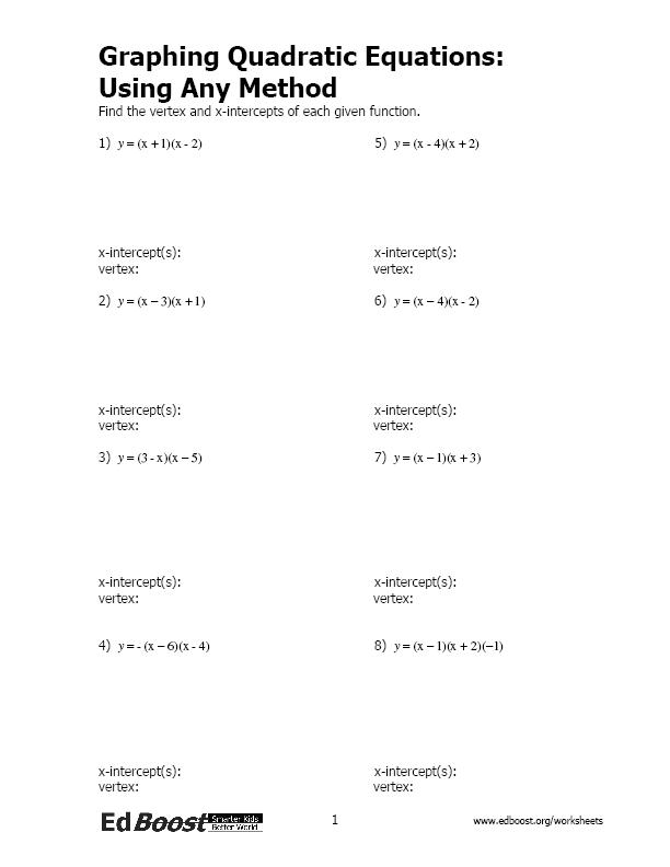 Solving Systems Of Quadratic Equations By Graphing Worksheet