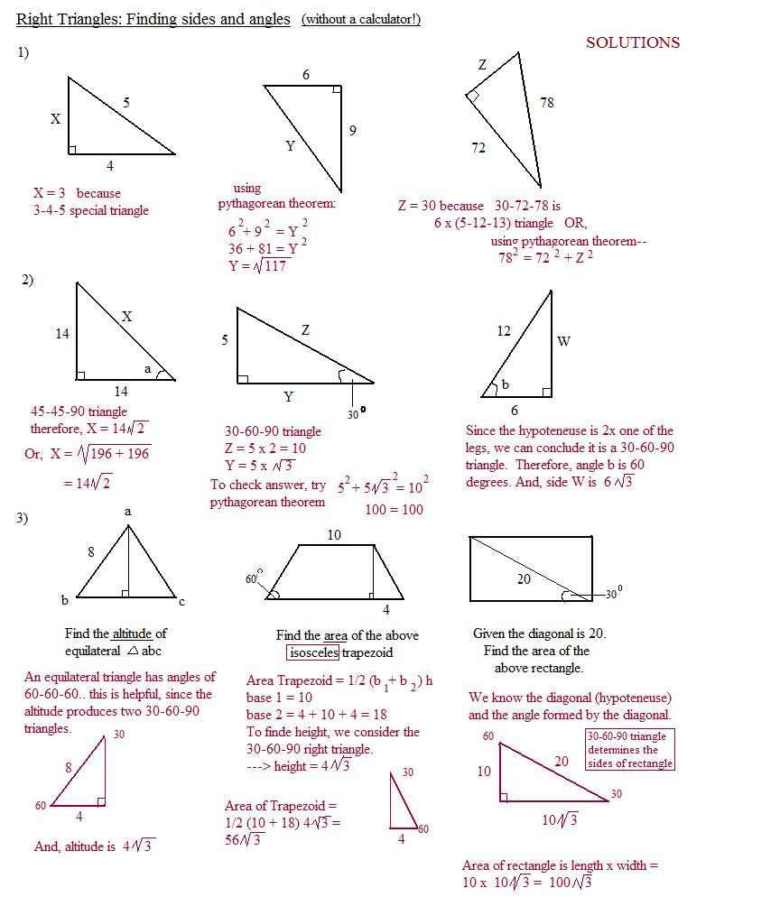 Special Right Triangles Worksheet Answers The Best Worksheets Free