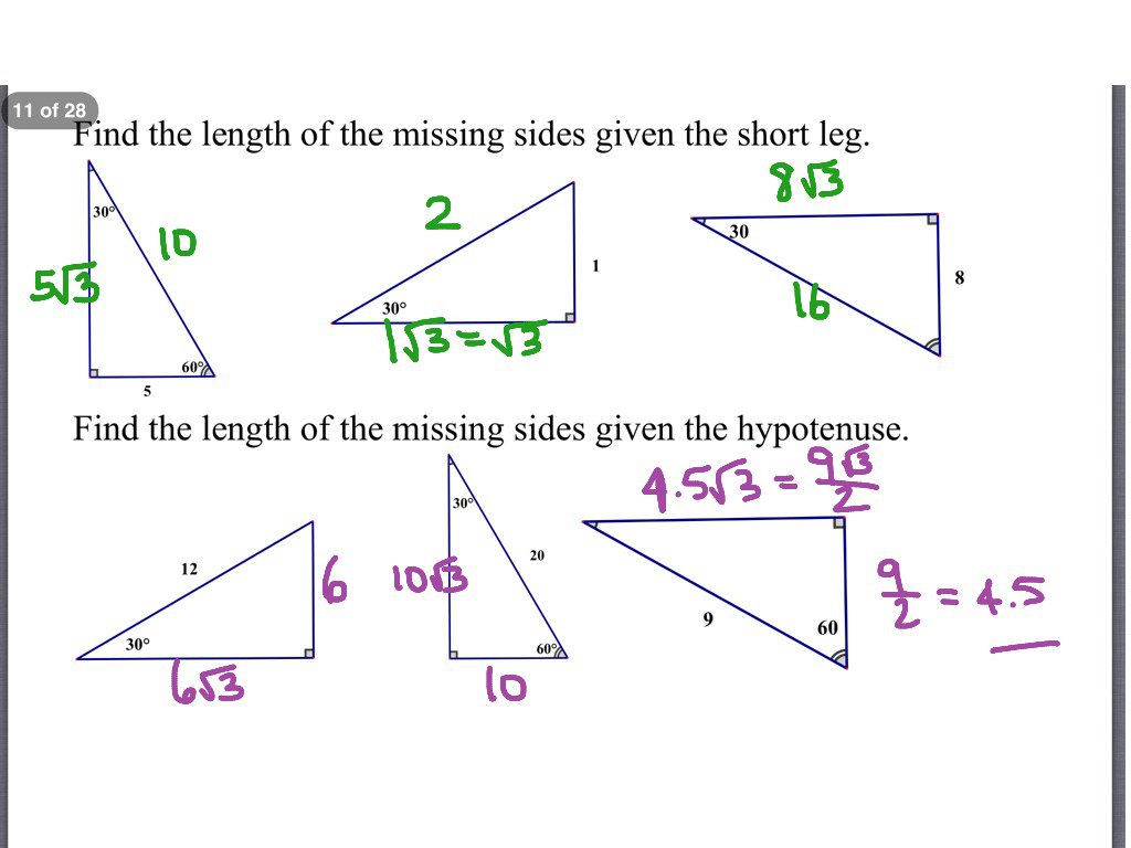 Special Triangles Worksheet Creative Representation 7 4 D Solving