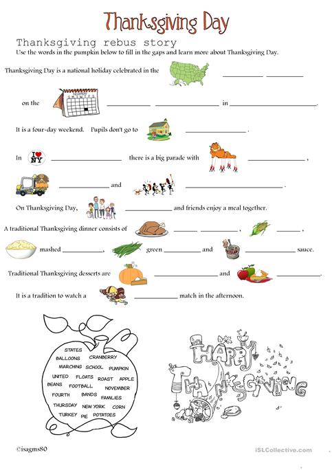 Thanksgiving Day Worksheet