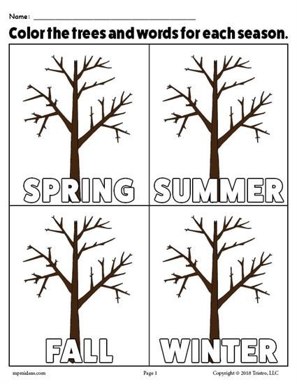 The 4 Seasons Free Printable Coloring Page!