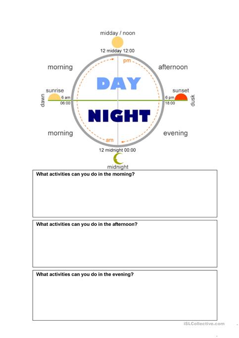 Time Of Day Worksheet