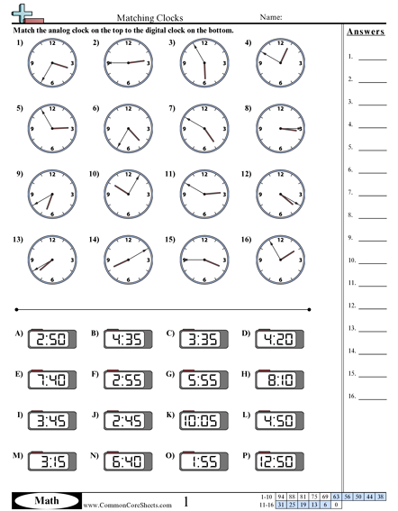Time Worksheets