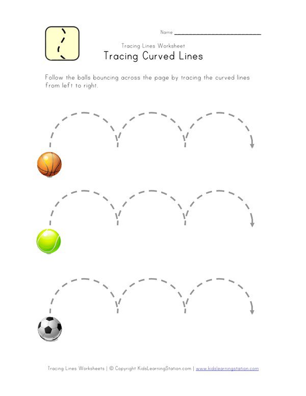 Tracing Curved Lines Worksheet